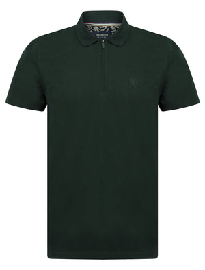 Wells 2 Cotton Jersey Polo Shirt with Zip Fasten Collar in Rich Green - Kensington Eastside