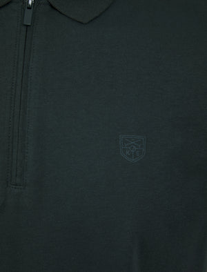 Wells 2 Cotton Jersey Polo Shirt with Zip Fasten Collar in Rich Green - Kensington Eastside