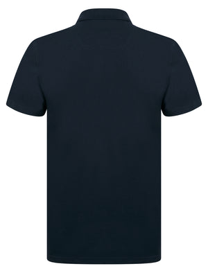 Wells 2 Cotton Jersey Polo Shirt with Zip Fasten Collar in Sky Captain Navy - Kensington Eastside