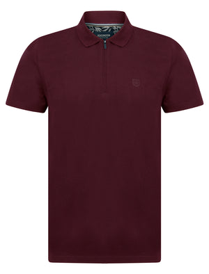 Wells 2 Cotton Jersey Polo Shirt with Zip Fasten Collar in Zinfandel - Kensington Eastside