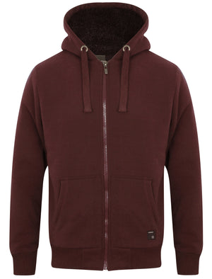 Omega Zip Through Hoodie With Borg Lining In Wine - Dissident