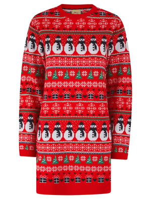 Women's Flakey Novelty Knitted Christmas Jumper Dress in Tokyo Red - M Tokyo Laundry Women's Flakey Novelty Knitted Christmas Jumper Dress in Tokyo Red - M Tokyo Laundry