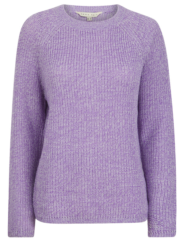 Lilycove Rib Knit Raglan Sleeve Crew Neck Fisherman Style Knitted Jumper in English Lavender - Amara Reya