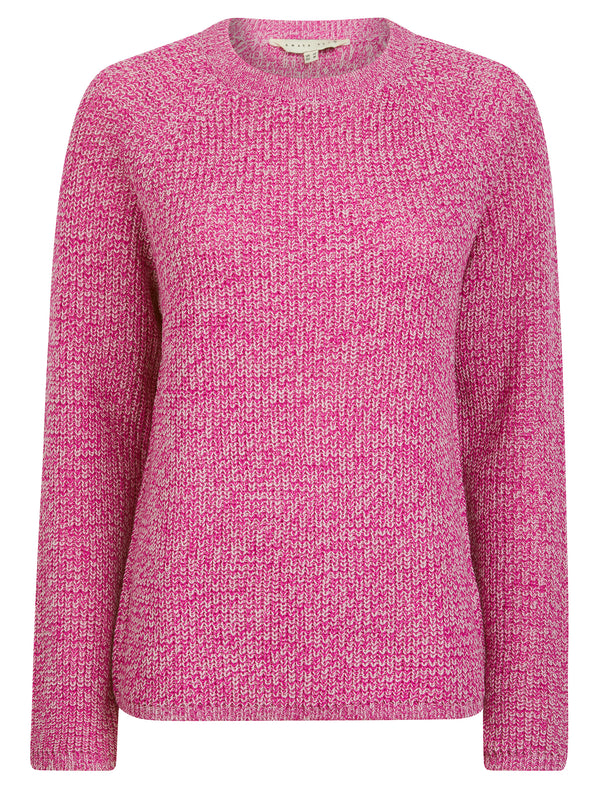 Lilycove Rib Knit Raglan Sleeve Crew Neck Fisherman Style Knitted Jumper in Very Berry - Amara Reya