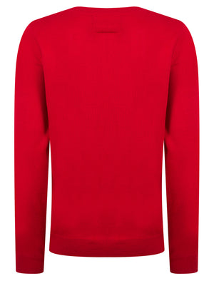 Women's Xmas Spirit Sequinned Novelty Knitted Christmas Jumper in Tokyo Red – Merry Christmas