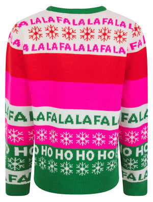 Women’s Happy Sequin Motif Novelty Knitted Christmas Jumper in Christmas Green - Merry Christmas
