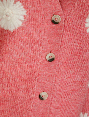Strawflower Women's Drop Shoulder Embroidered V-Neck Rib Knit Cardigan in Confetti - Amara Reya