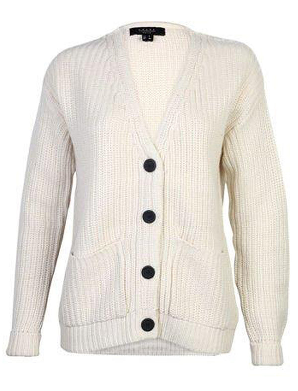 Camellia Deep V Cardigan in Ivory - Amara Reya