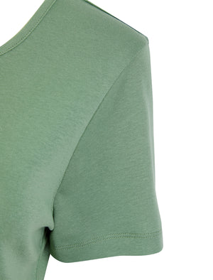 Calandra Plain 100% Cotton Notch Neck T-Shirt in Green Bay - Amara Reya