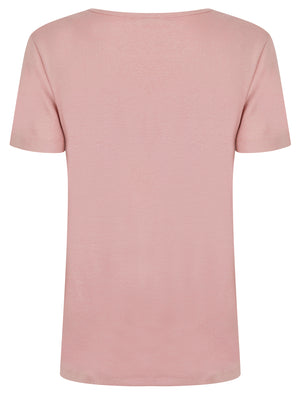 Calandra Plain 100% Cotton Notch Neck T-Shirt in Zephyr Rose - Amara Reya