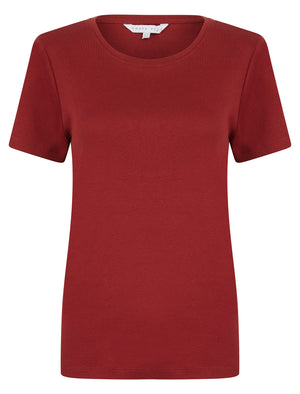 Katya Plain Crew Neck T-Shirt in Brick Red - Amara Reya