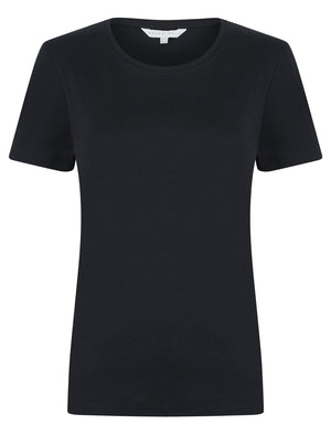 Katya Plain Crew Neck T-Shirt in Jet Black - Amara Reya