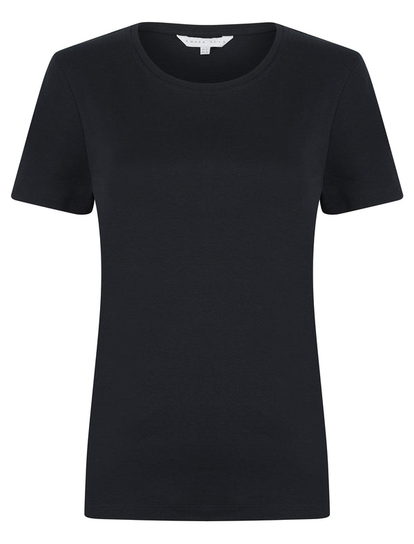 Katya Plain Crew Neck T-Shirt in Jet Black - Amara Reya