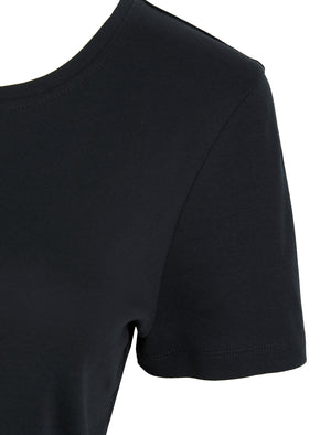 Katya Plain Crew Neck T-Shirt in Jet Black - Amara Reya