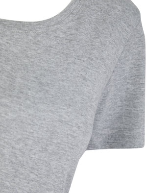 Katya Plain Crew Neck T-Shirt in Light Grey Marl - Amara Reya