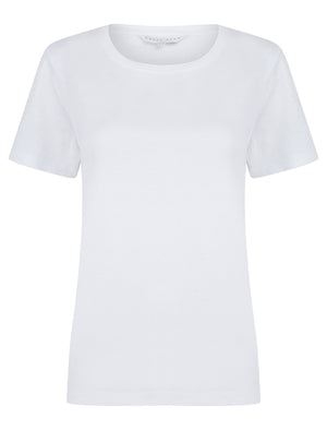 Katya Plain Crew Neck T-Shirt in Optic White - Amara Reya