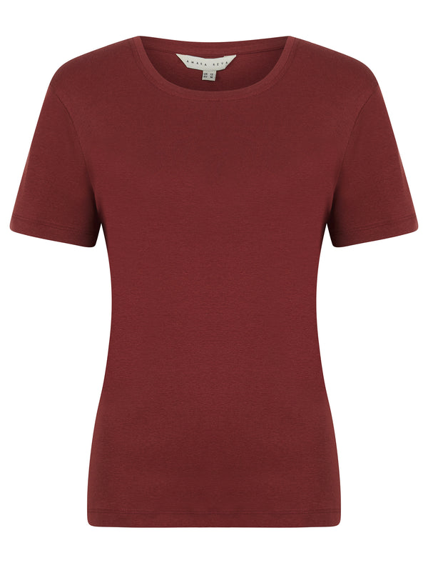 Katya Plain Crew Neck T-Shirt in Smoked Paprika - Amara Reya