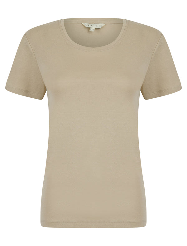 Katya Plain Crew Neck T-Shirt in White Pepper - Amara Reya