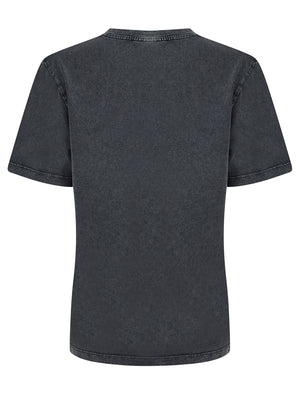 Caprice Graphic Motif Cotton Jersey Crew Neck Acid Wash T-Shirt in Charcoal - Weekend Vibes