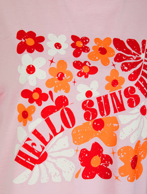 Caprice Graphic Motif Cotton Jersey Crew Neck Acid Wash T-Shirt in Pink - Weekend Vibes
