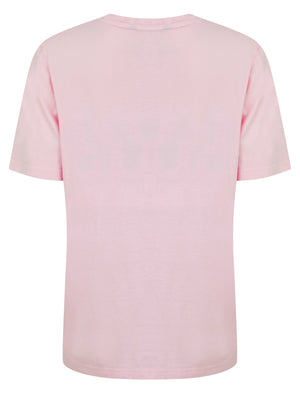 Caprice Graphic Motif Cotton Jersey Crew Neck Acid Wash T-Shirt in Pink - Weekend Vibes