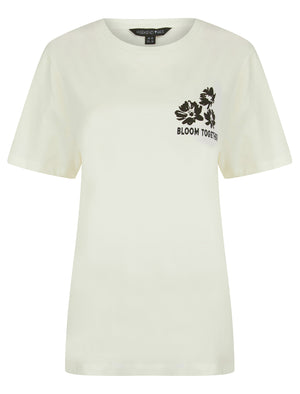 Coleman Graphic Motif Cotton Crew Neck T-Shirt with Back-Print in Cream - Weekend Vibes