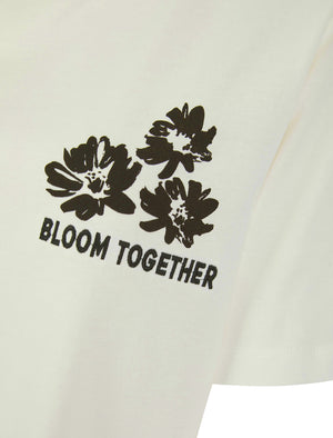 Coleman Graphic Motif Cotton Crew Neck T-Shirt with Back-Print in Cream - Weekend Vibes