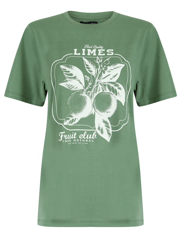 Limey Graphic Motif Cotton Jersey Crew Neck T-Shirt in Green Bay - Weekend Vibes