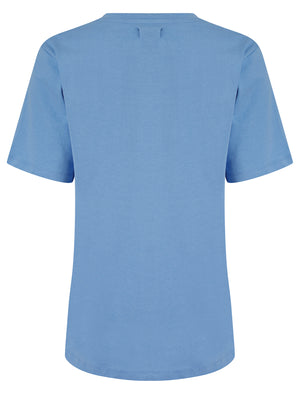 Limey Graphic Motif Cotton Jersey Crew Neck T-Shirt in Hydrangea Blue - Weekend Vibes