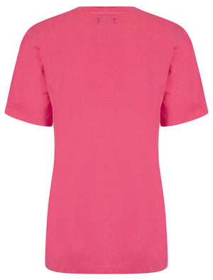 Zesty Graphic Motif Cotton Jersey Crew Neck T-Shirt in Pink Cosmos - Weekend Vibes