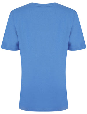 Tropez Graphic Motif Cotton Jersey Crew Neck T-Shirt in Baja Blue - Weekend Vibes
