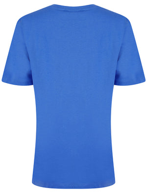 Tropez Graphic Motif Cotton Jersey Crew Neck T-Shirt in Baja Blue - Weekend Vibes