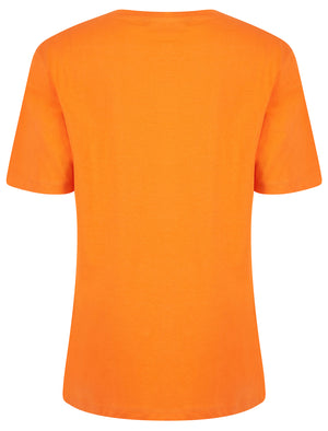 Tropez Graphic Motif Cotton Jersey Crew Neck T-Shirt in Celosia Orange - Weekend Vibes