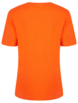 Tropez Graphic Motif Cotton Jersey Crew Neck T-Shirt in Celosia Orange - Weekend Vibes