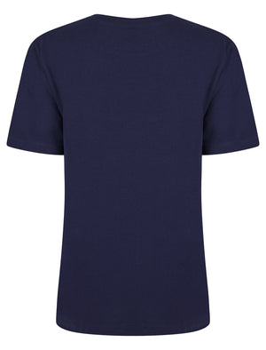 Sardine Graphic Motif Cotton Jersey Crew Neck T-Shirt in Patriot Blue - Weekend Vibes