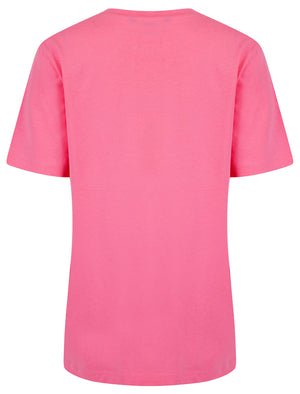 Sardine Graphic Motif Cotton Jersey Crew Neck T-Shirt in Pink Cosmos - Weekend Vibes