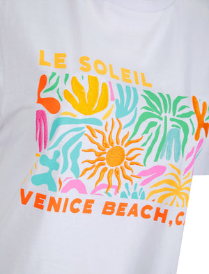 Marta Graphic Motif Cotton Jersey Crew Neck T-Shirt in Optic White - Amara Reya