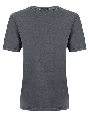 Sunbeam Graphic Motif Cotton Jersey Crew Neck Acid Wash T-Shirt in Charcoal - Weekend Vibes