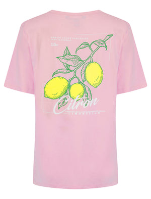 Citron Graphic Motif Cotton Crew Neck T-Shirt with Back-Print in Pink Lady - Weekend Vibes