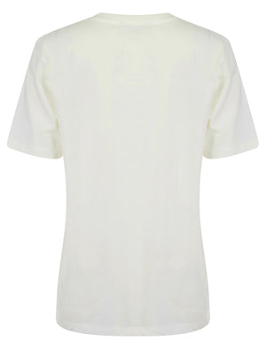 Katya Graphic Motif Cotton Jersey Crew Neck T-Shirt in Cream - Amara Reya
