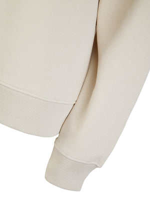 Kelster Plain Long Line Oversize Drop Shoulder Crew Neck Brushback Fleece Sweatshirt in Ivory - Amara Reya
