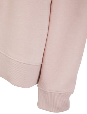 Kelster Plain Long Line Oversize Drop Shoulder Crew Neck Brushback Fleece Sweatshirt in Pink - Amara Reya