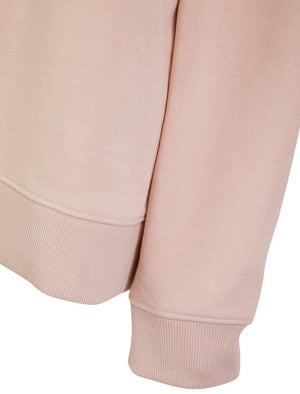 Kelster Plain Long Line Oversize Drop Shoulder Crew Neck Brushback Fleece Sweatshirt in Pink - Amara Reya