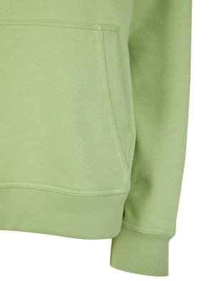 Script Plain Long Line Oversize Drop Shoulder Crew Neck Brushback Fleece Hooded Sweatshirt in Sage Green - Amara Reya