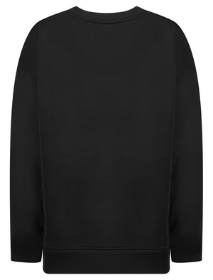 Jax Women's Plain Brushback Fleece Crew Neck Sweatshirt in Jet Black - Tokyo Laundry