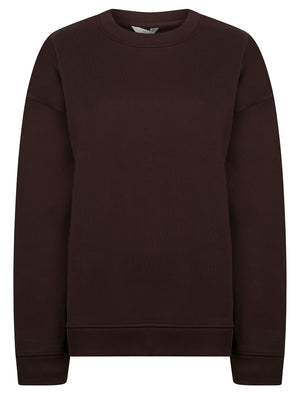 Jax Women's Plain Brushback Fleece Crew Neck Sweatshirt in Wine - Tokyo Laundry