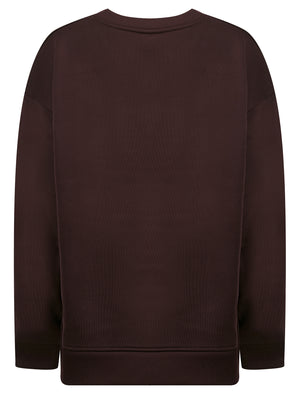 Jax Women's Plain Brushback Fleece Crew Neck Sweatshirt in Wine - Tokyo Laundry