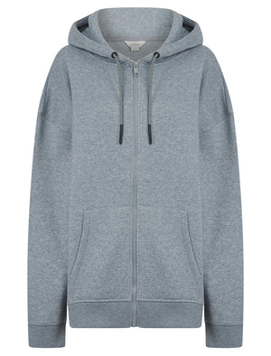 Buster Women's Plain Zip Through Brushback Fleece Hoodie in Light Grey Marl - Tokyo Laundry