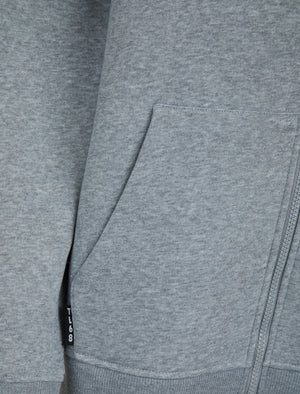 Buster Women's Plain Zip Through Brushback Fleece Hoodie in Light Grey Marl - Tokyo Laundry