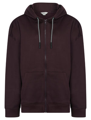 Buster Women's Plain Zip Through Brushback Fleece Hoodie in Wine - Tokyo Laundry